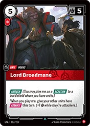 Lord Broadmane Unleashed Card List