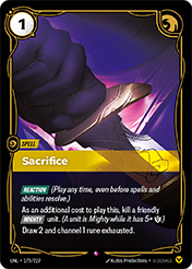 Sacrifice Unleashed Card List