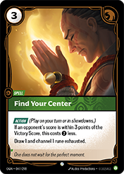 Find Your Center Origins Card List