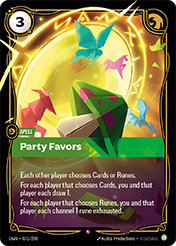Party Favors Origins Card List