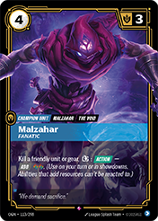 Malzahar, Fanatic Origins Card List