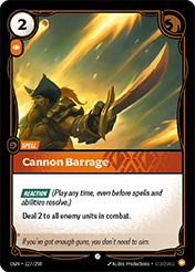 Cannon Barrage Origins Card List