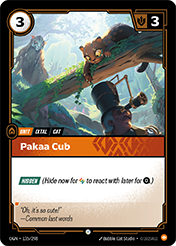 Pakaa Cub Origins Card List