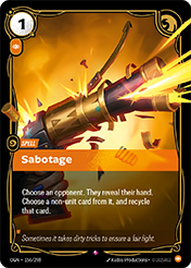 Sabotage Origins Card List