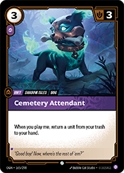 Cemetery Attendant Origins Card List