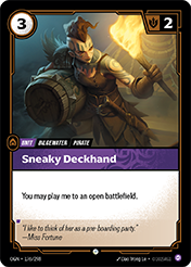 Sneaky Deckhand Origins Card List