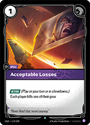 Acceptable Losses Origins Card List