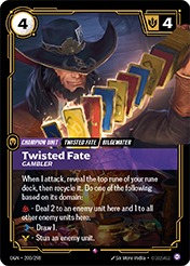 Twisted Fate, Gambler Origins Card List