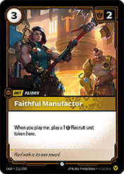 Faithful Manufactor Origins Card List